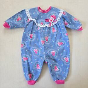 Vintage Healthtex Floral Denim Bodysuit 6-9 months